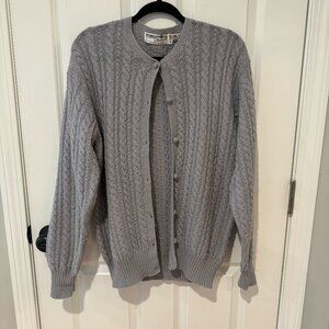 Vintage Grey Wool‎ Cable Knit Button Up Cardigan - Size 38